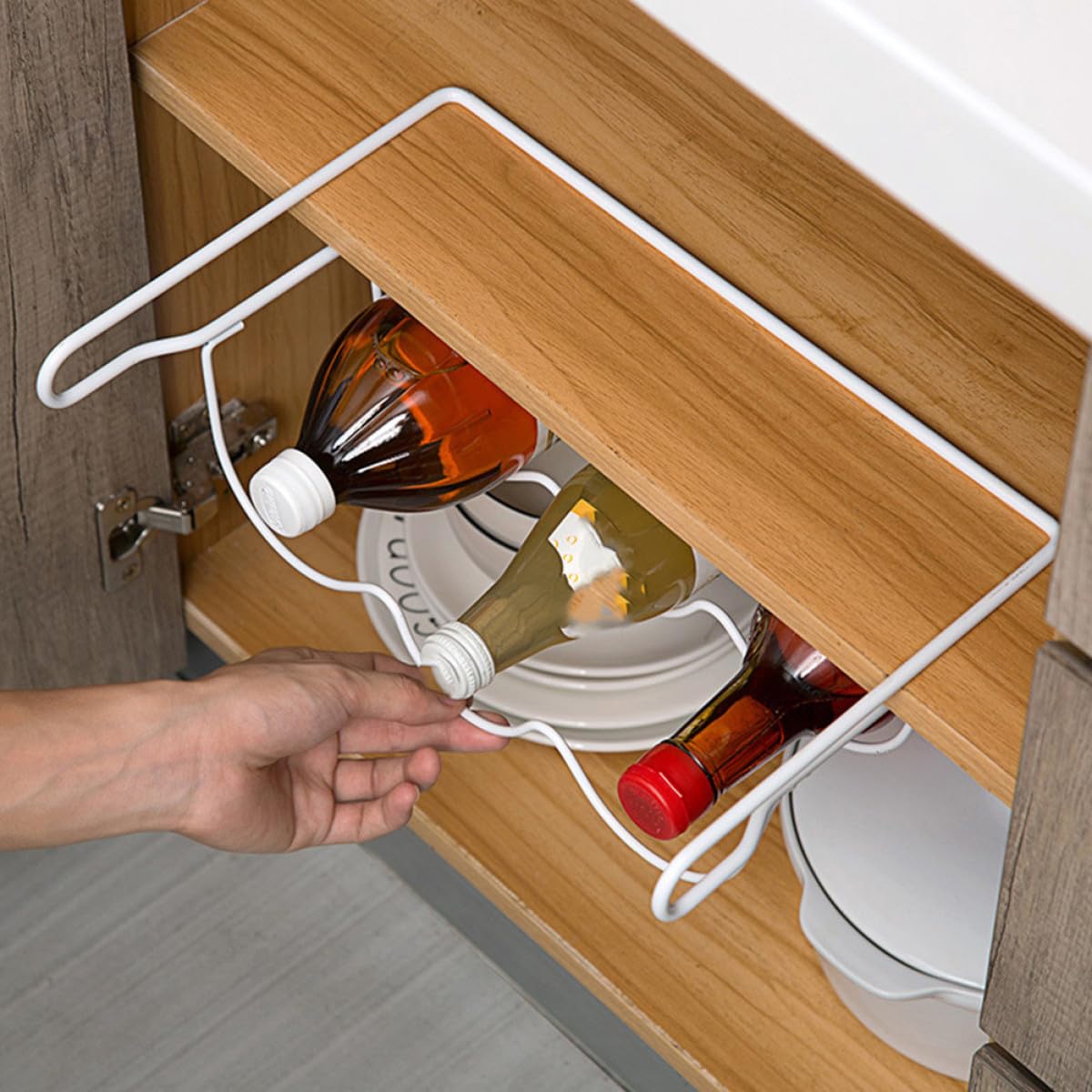 Bianco Portabottiglie da Frigorifero Ferro per Vino e Lattine
