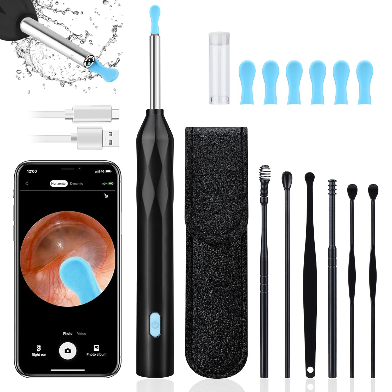Ear Wax Removal Cleaner with Camera Favofit Earwax Otoscope with Lights - Endoscope Ear Wax Remover Cleaning for