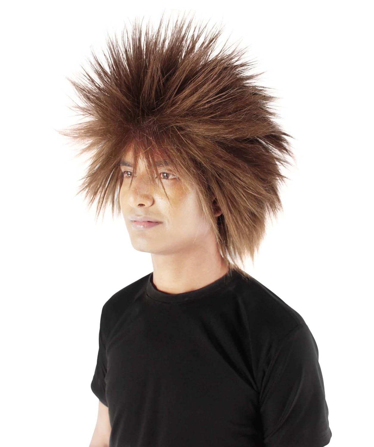 Adult Men's 80’s Rock Style, Color-Light Brown. Synthetic Soft Fiber Hair, Perfect for your next Festival and Group Anime Party!