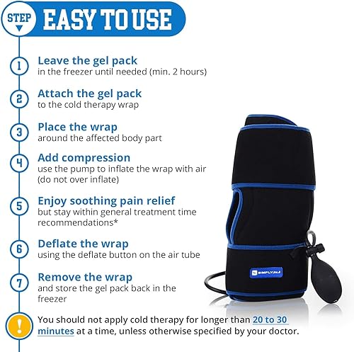 Miniatura 5 de Envoltura de hielo de rodilla para terapia de frío con compresión y 2 paquetes de gel de hielo, ideal para aliviar el dolor de rodilla, hinchazón,