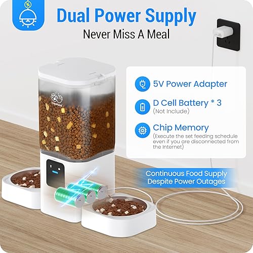 Miniatura 8 de Comedero Automático para Gatos 2 Gatos con Alimentación Lenta: Comedero Automático Doble para Perros con WiFi 5G, Dispensador de Comida para Gatos 1