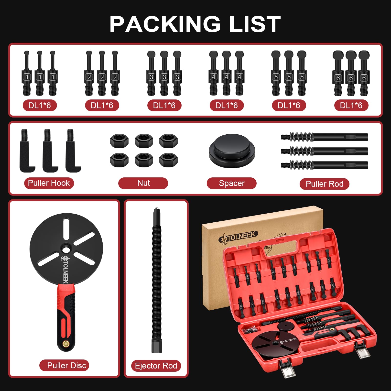 Kit de extractor de rodamientos 33 en 1, herramienta de extracción de rodamientos de rueda resistente mejorada y juego de extractor de agujeros ciegos con mango antideslizante para uso