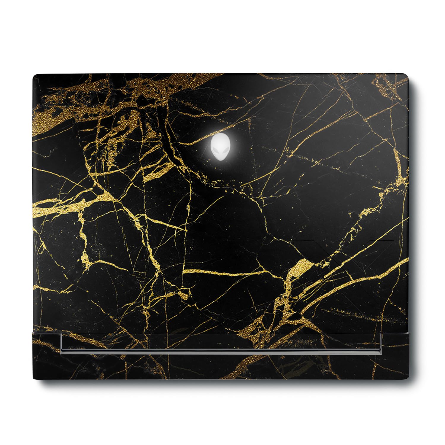 MightySkins Skin Compatible with Alienware X16 R1 (2023) Full Wrap Kit - Black Gold Marble | Protective, Durable, and Unique Vinyl Decal wrap Cover | Easy to Apply &amp; Change Styles | Made in The USA