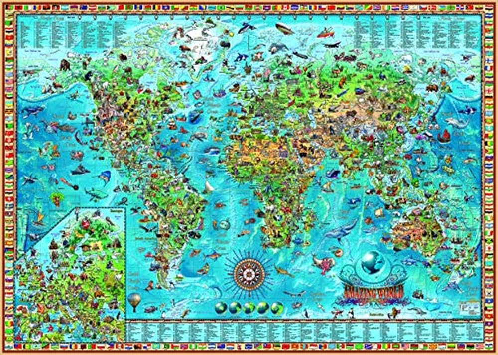 Heye 29846 Amazing World Standart 2000 Piezas, Map Art, Incluye póster
