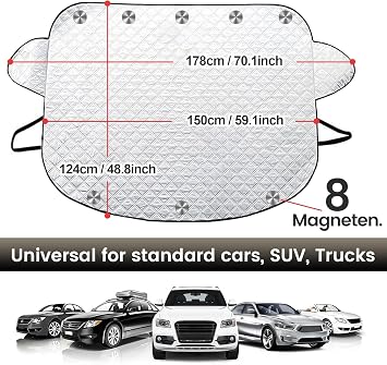 Car Windscreen Sunshade, Car Windscreen Cover Magnetism, Front Window Sunshades Used to Combat Ultraviolet Rays and Sunlight Portable Sun Visor Protector for Automobile/Light Truck/SUV (L)