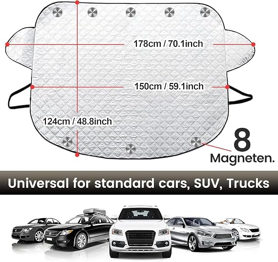 Car Windscreen Sunshade, Car Windscreen Cover Magnetism, Front Window Sunshades Used to Combat Ultraviolet Rays and Sunlight Portable Sun Visor Protector for Automobile/Light Truck/SUV (L)