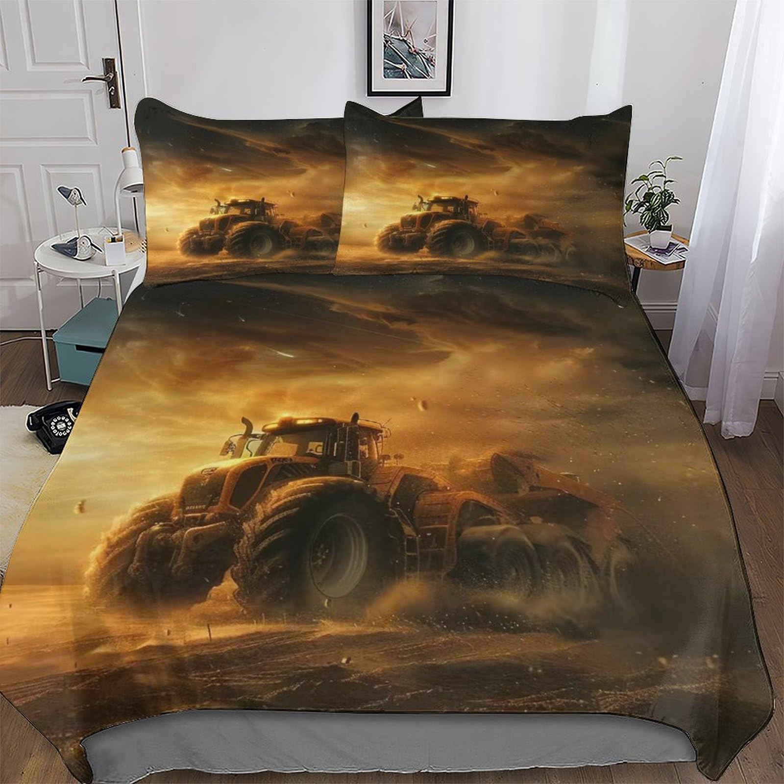 Parure de lit tracteur 200x200 pour chambre d'enfant douillette
