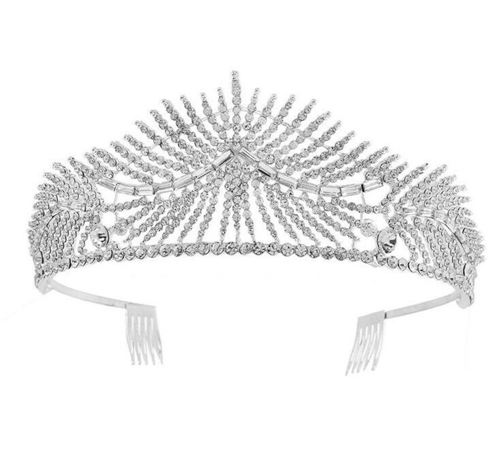 wiipujewelryWiipu Sunlight Wedding Bridal Crystal Rhinestone Hair Combs Crown, 5.9" diameter(A1354)