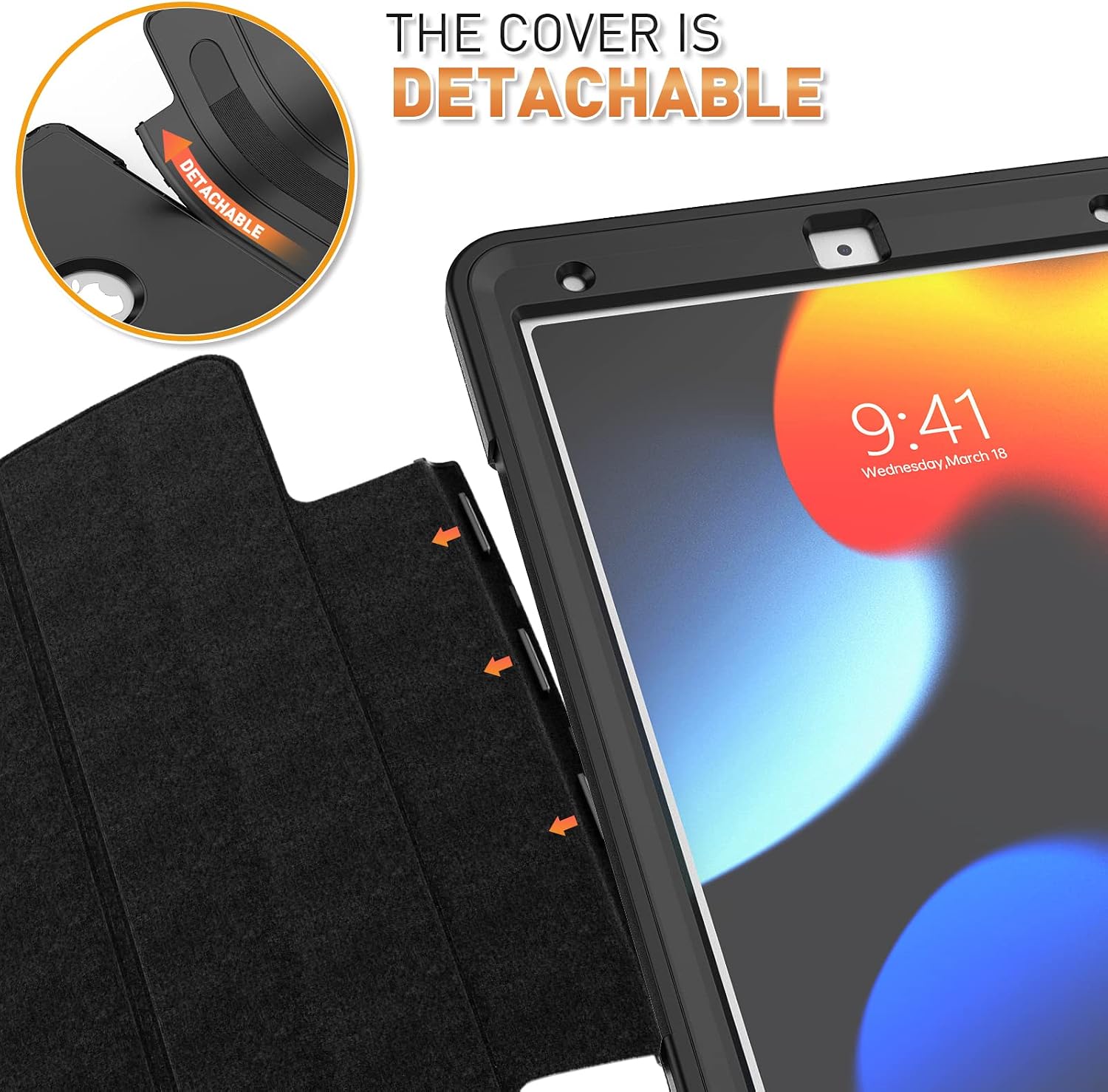 Timecity iPad 9th Generation Case 2021, iPad 10.2'' Case 8th/ 7th 2020/2019, Durable Sturdy Protection Case with Pencil Holder Folding Stand Smart Cover Auto Sleep/Wake for iPad 9th/8th/7th Gen-Black