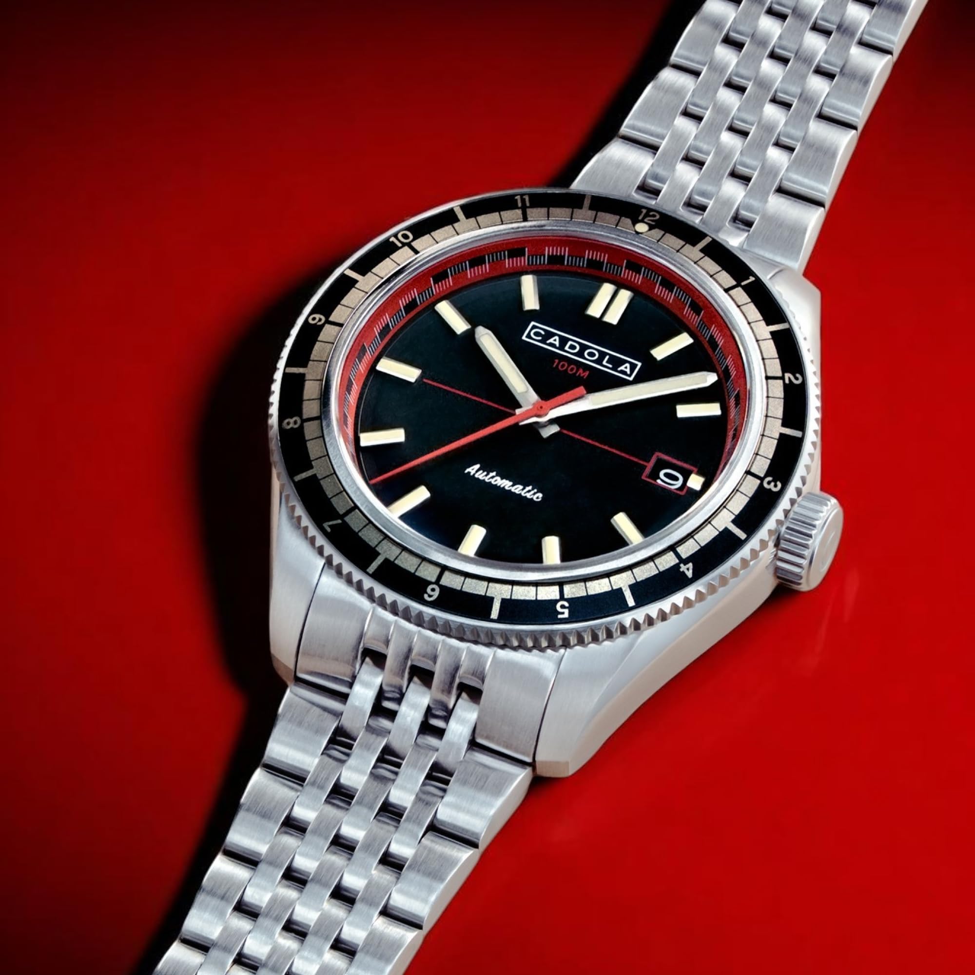 Cadola Orologio da uomo automatico Ahrens da 42 mm con cinturino in acciaio inossidabile massiccio CD-1061