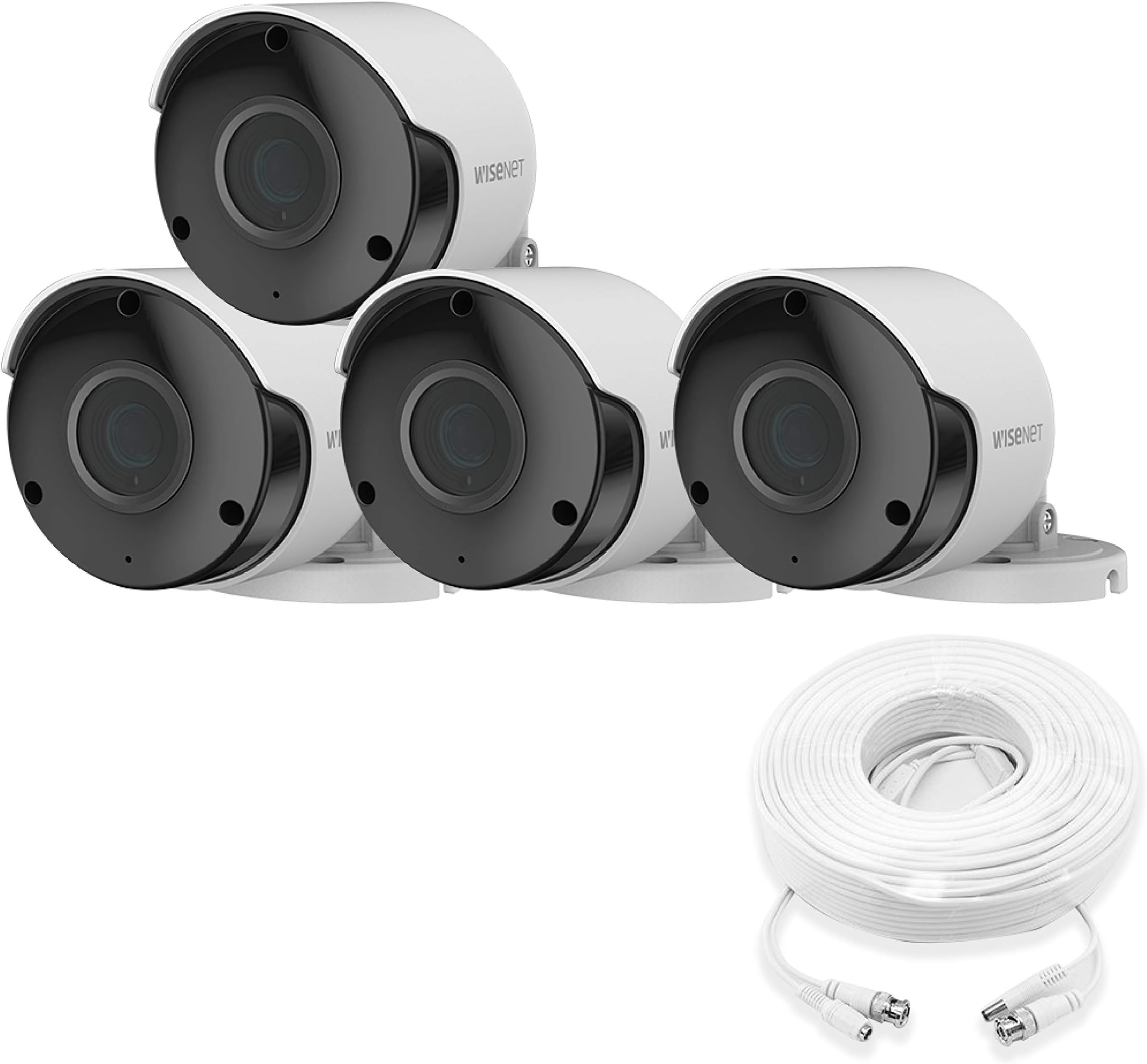 WisenetSDC-89445BF 5MP CCTV Surveillance Weatherproof Bullet Security Camera 82ft IR Distance Plastic Housing 3.6mm Lens 104° Wide Angle (Quad Pack)