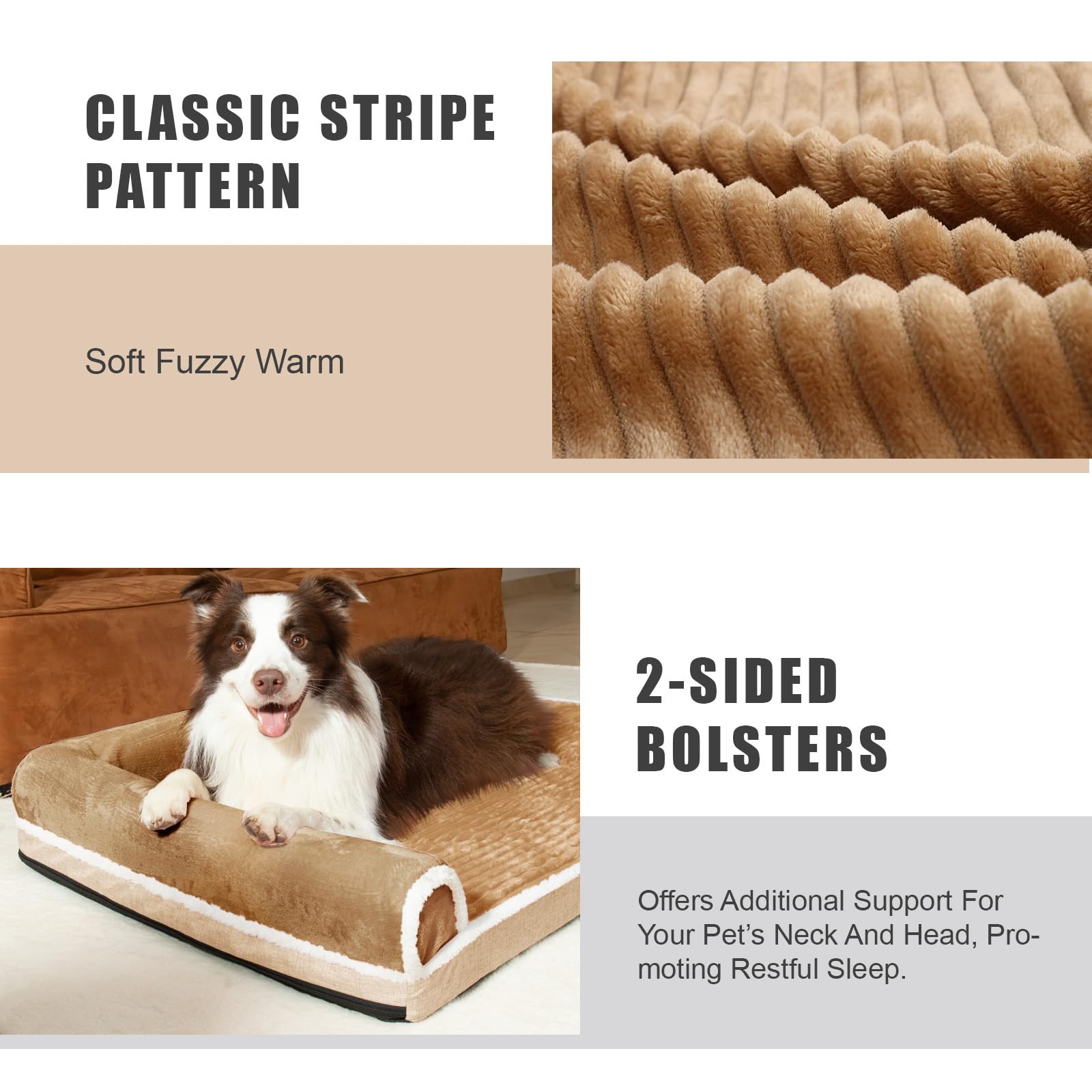 Cama Perro Grande Ortopédica, Colchoneta Perro de L con Espuma De Caja De Huevos, Sofá Perro con Impermeable Lavable Desenfundable, 106x28cm, Marrón