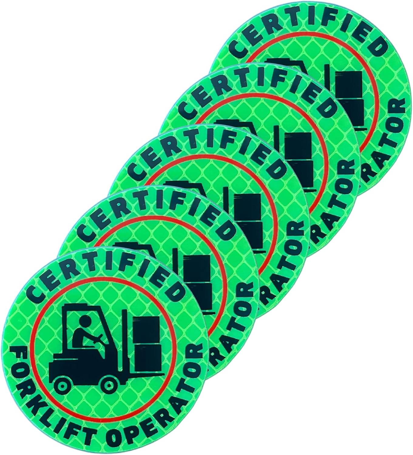 Certified Forklift Operator Retro Reflective Hard Hat Safety Stickers 5 pk 2” Inches Waterproof Adhesive Very Sticky Book Construction Training