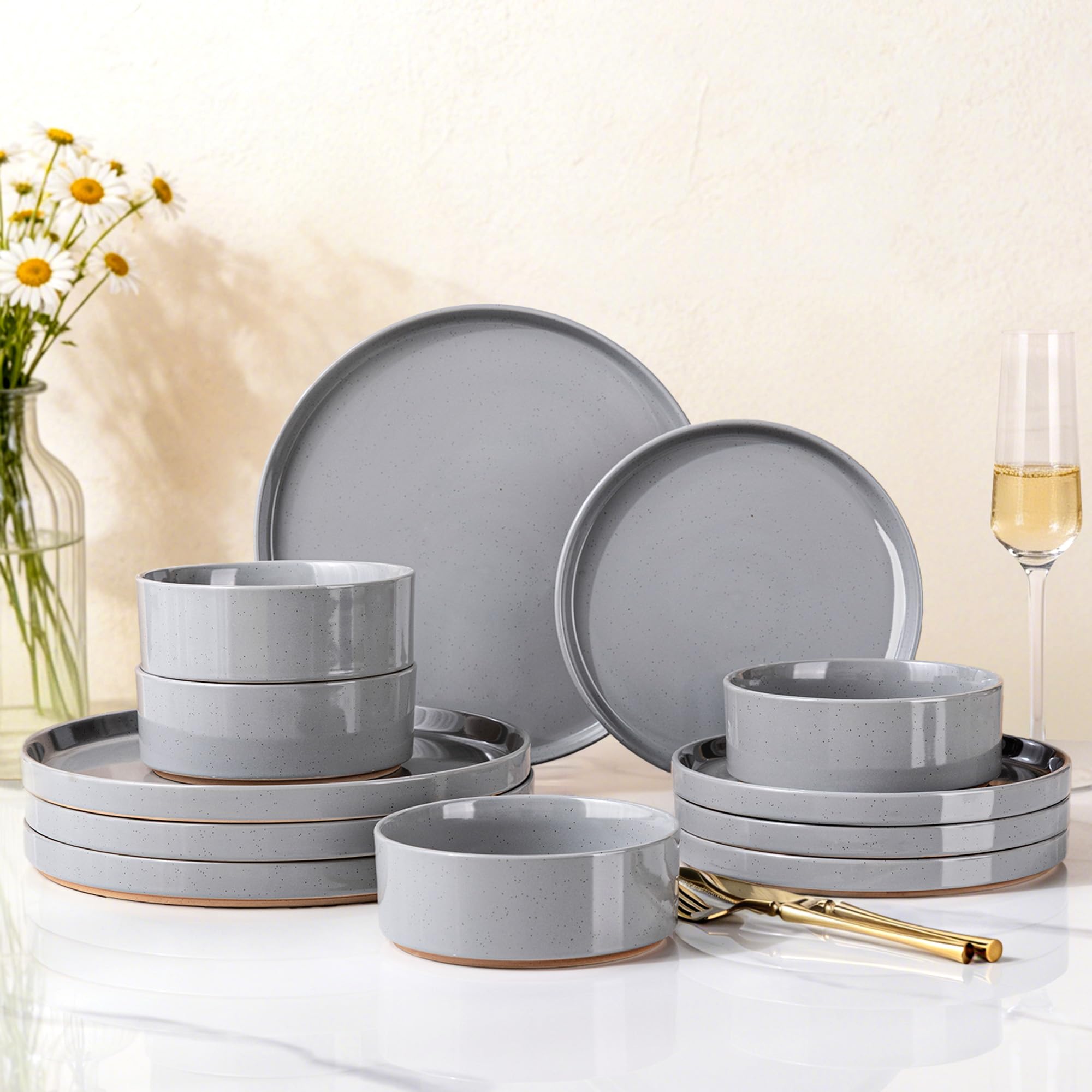 Amazon.com: AmorArc Stoneware Dinnerware Sets for 4,12Pcs Plates