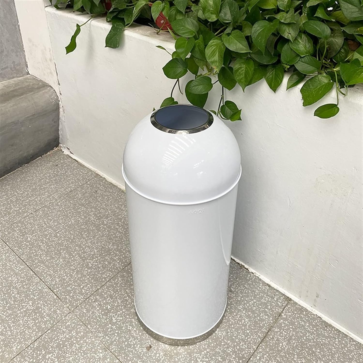 Outdoor Garbage Can Large Trash Can Outdoor Stainless Steel Garbage Can with Removable Inner Bucket, Open Top Commercial Trash Bin Waste Container, 48L/12.6 Gallons Large
