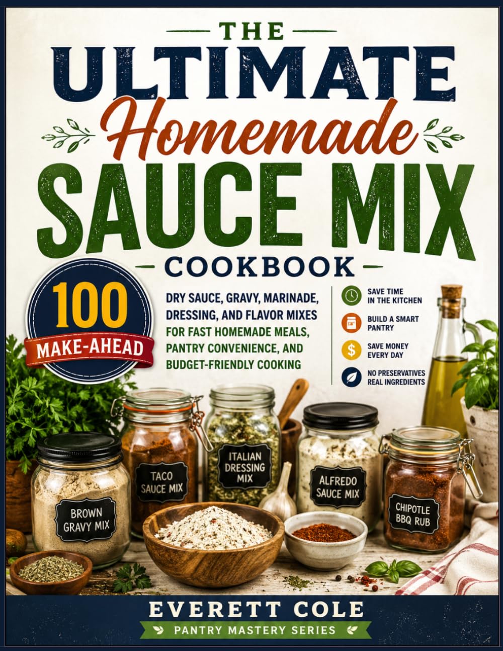 The Ultimate Homemade Sauce Mix Cookbook: 100 Make-Ahead Dry Sauce, Gravy, Marinade, Dressing, and Flavor Mixes for Fast Homemade Meals, Pantry Convenience, and Budget-Friendly Cooking