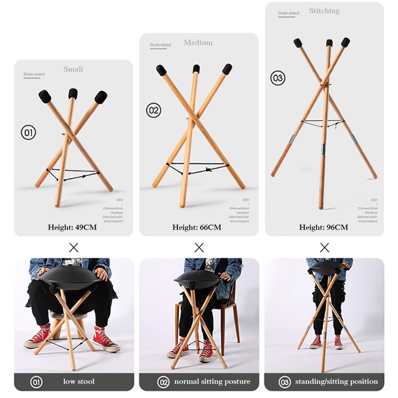 Amazon.co.jp: 木製スチール製の舌ドラムスタンド、2つの
