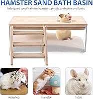 Vista 7 de POPETPOP Kit de baño de arena para hámster, 3 piezas, cuenco de comida para hámsters, contenedor de baño de arena para hámsters, contenedor de baño