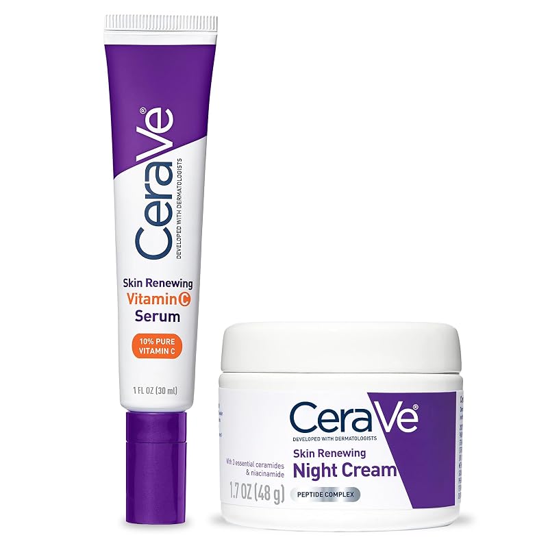 CeraVe Kit com Sérum de Vitamina C e Creme Noturno para o Rosto, 2 produtos