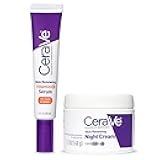 Vitamin C Serum and Night Cream Skin Care Set, Brightening Serum with 10% Pure Vitamin C & Night Moisturizer with Peptides + Hyaluronic Acid, Travel Essentials, 1oz Vit C + 1.7oz Moisturizer