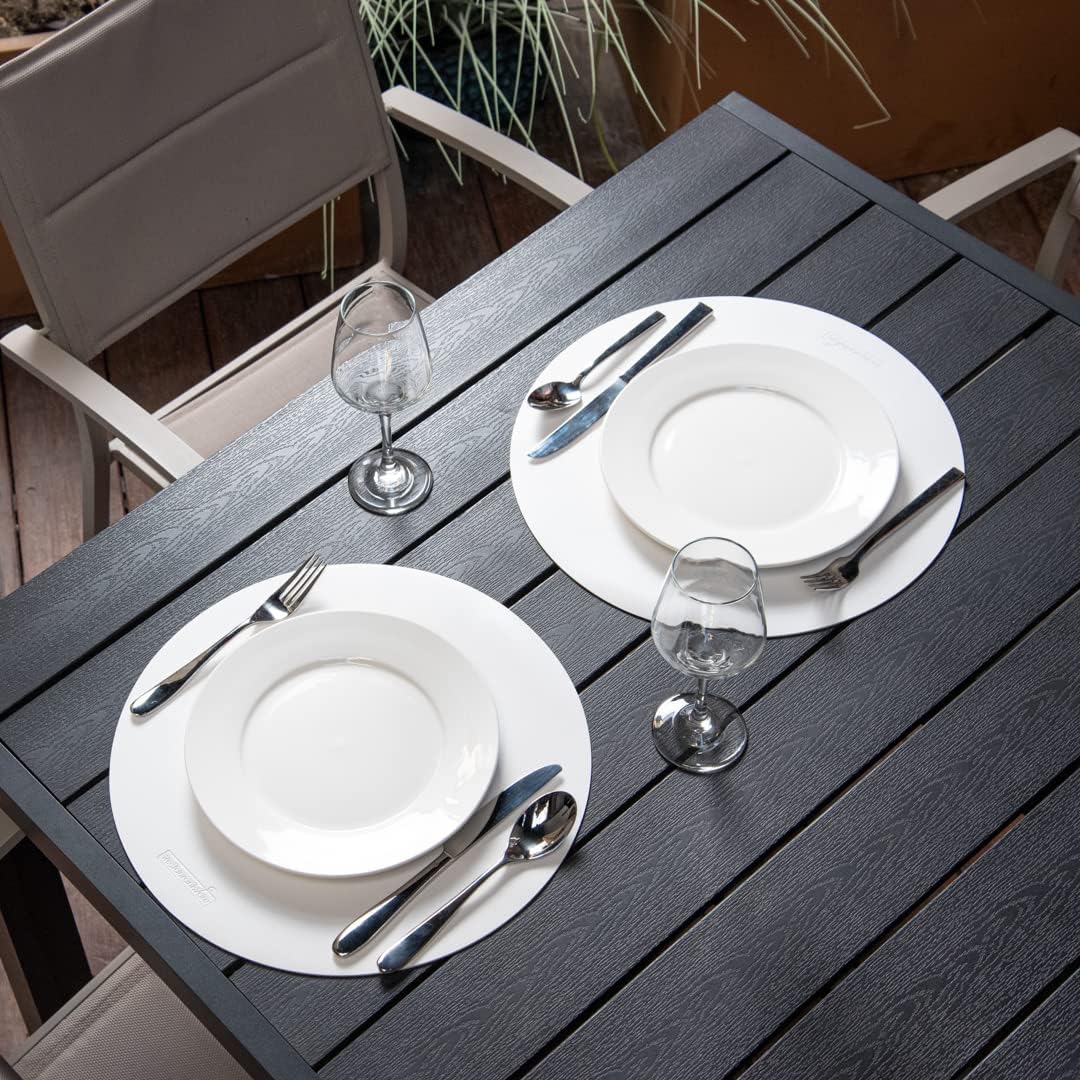 Restaurantware-15 Inch Table Placemats, 6 Round Vinyl Placemats - Embossed, Stain-Resistant, White Vinyl Placemats For Tables, Leather-Like Feel, Protects Surfaces