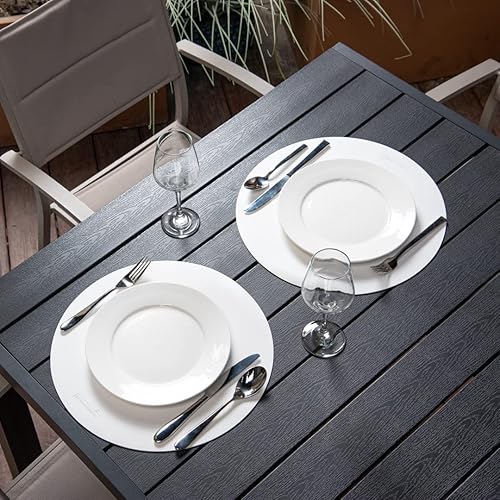 Vista 66 de Mantel individual ovalado de vinilo gris - en relieve - 16 x 12 pulgadas - caja de 6 unidades - Restaurantware