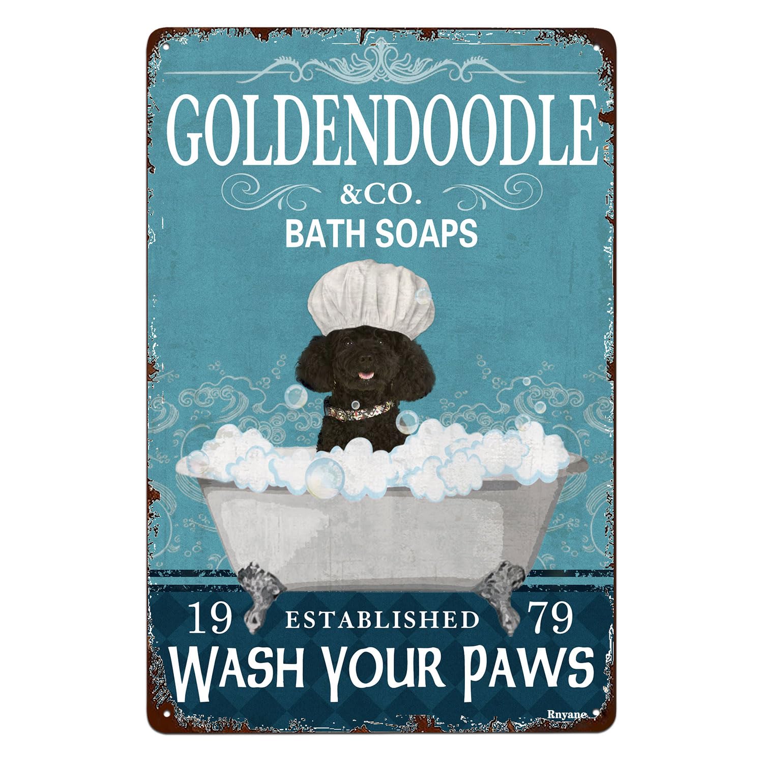 Retro Dog Metal Tin Sign Wash Your Paws Tin Sign Home Bar Patio Cave Wall Vintage Decor Novelty Sign 8x12 Inches