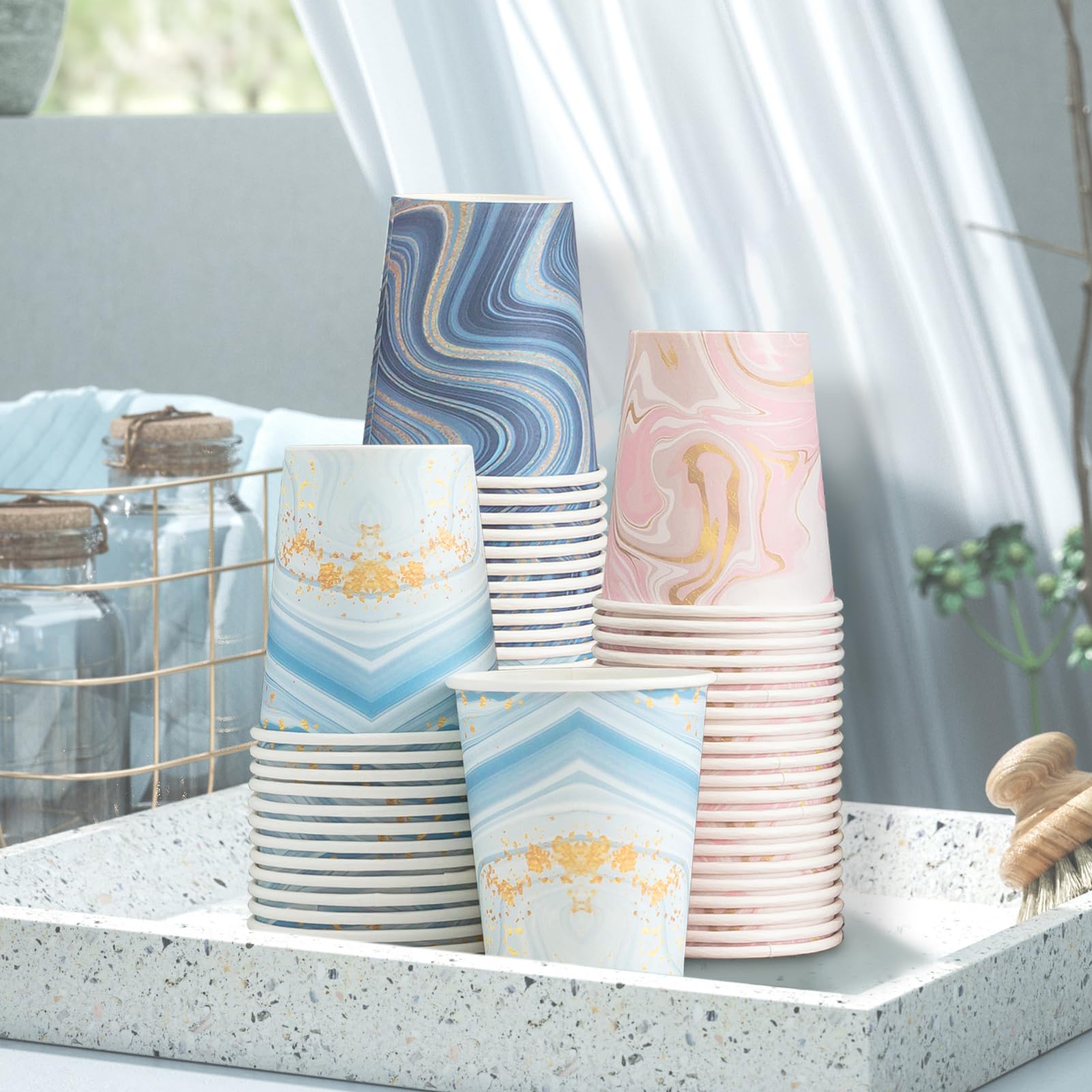 BYSNOW Paquete de 300 vasos de papel desechables de 5 onzas, vasos de baño pequeños, vasos de papel para baño (mezclados)