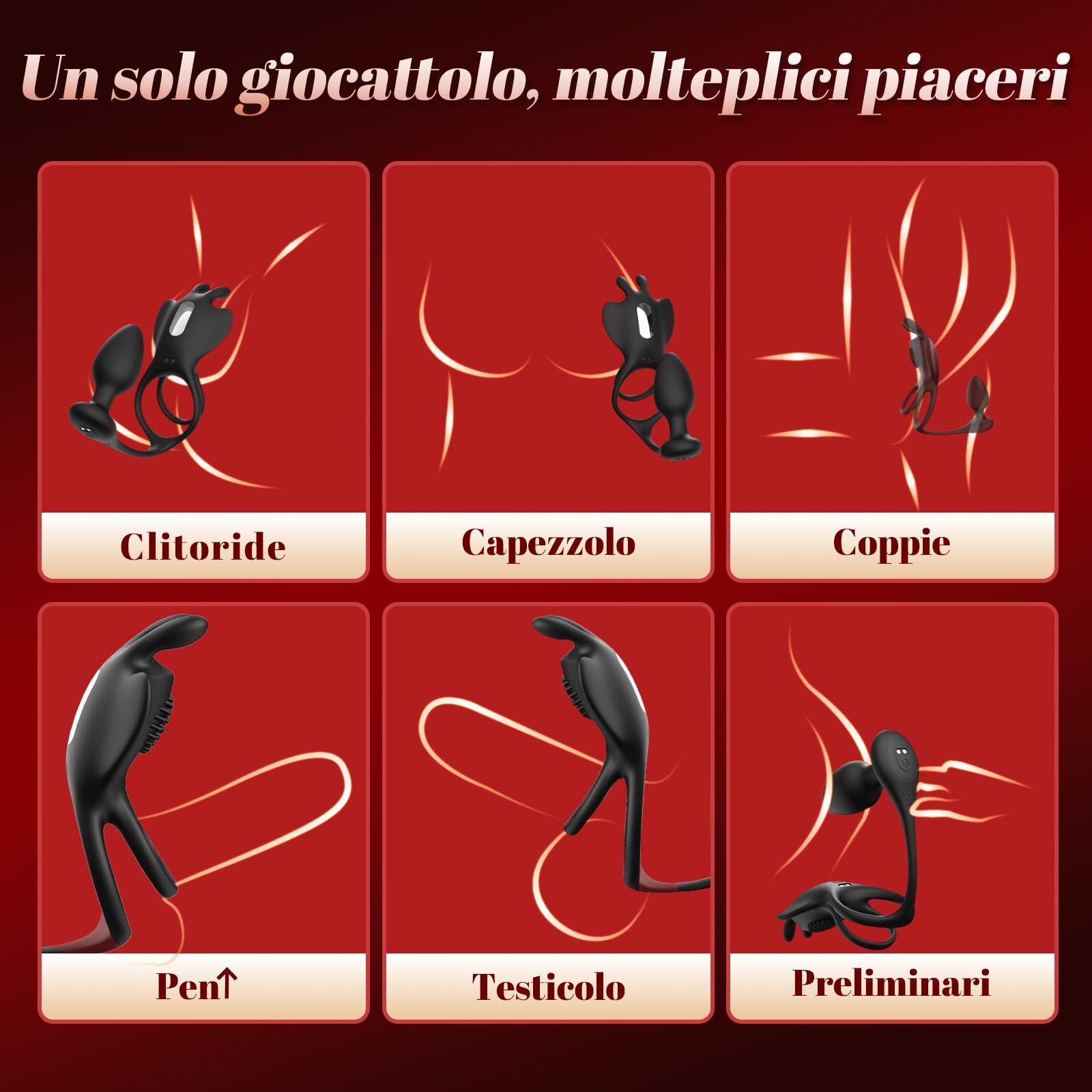 Sex Toys Maschili Anello Penieno Vibrante con Plug Anale Vibrante, Massaggiatore Prostatico con Telecomando e Masturbatore Maschile con 9 Modalità di Vibrazione Anello Vibrante e Butt Plug per Coppia