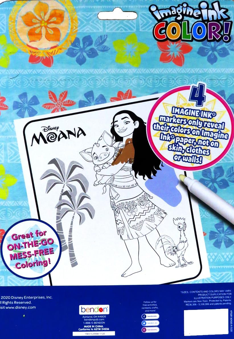 Disney Moana Coloring and Activity Books Bundle with Imagine Ink Coloring Book, Stickers, and More