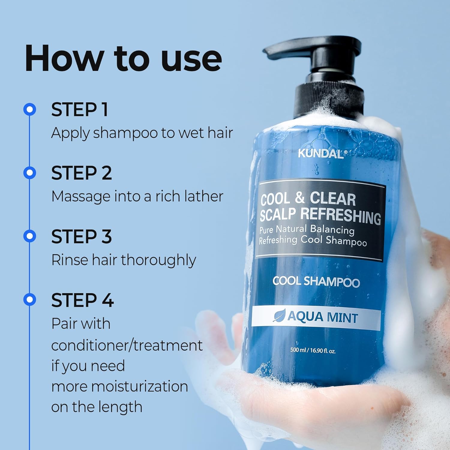 Kundal Cool & Clear Ice Boosting, Cool Body Wash, Aqua Mint, 16.9 fl oz (500 ml) - Image 4