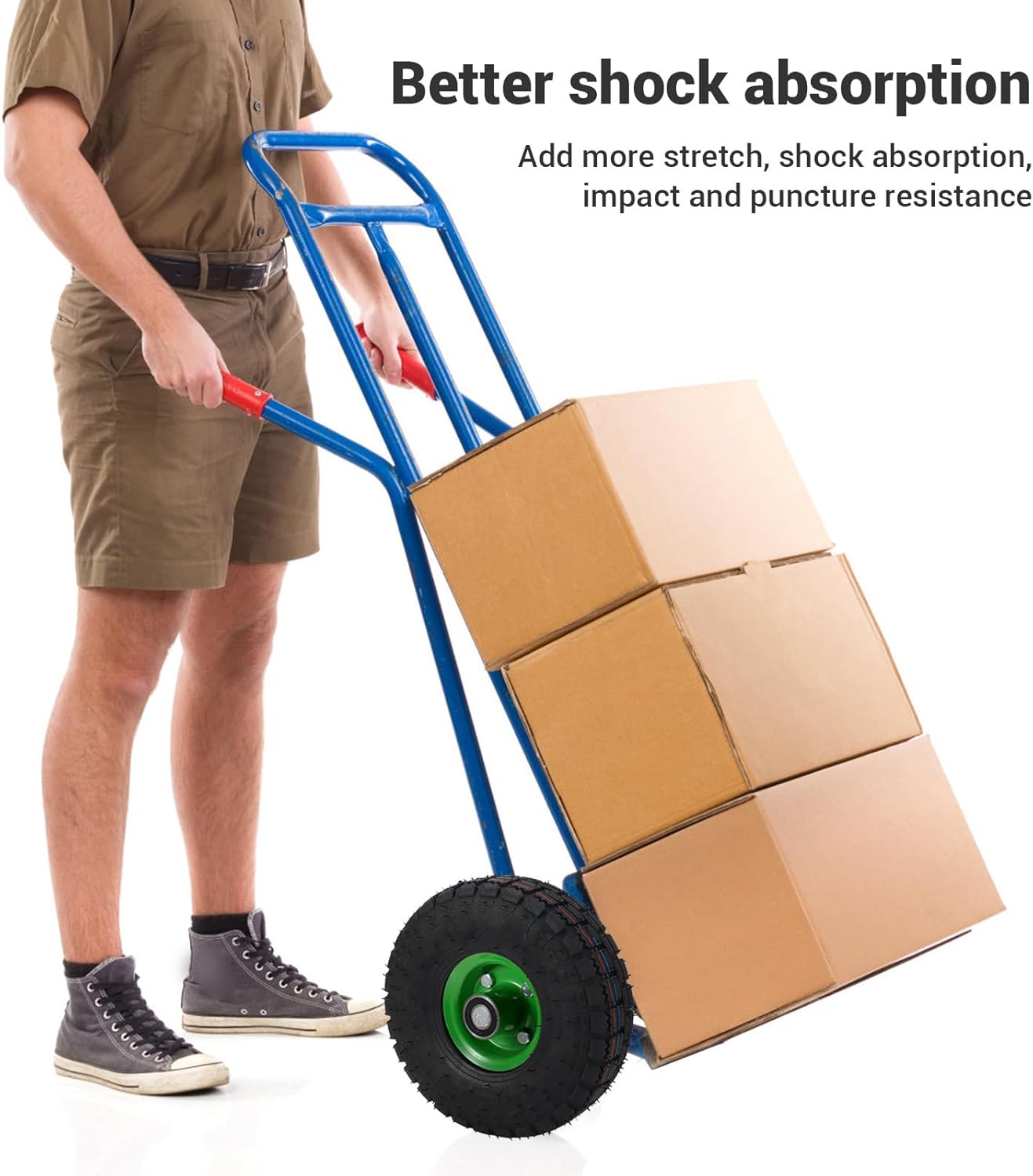 10in Replacement Tire Superior Shock Absorption 4.10/3.50‑4 Inflatable Tool Car Trolley Rubber Tyre for Mower Hand Truck Wheelbarrow Trailers