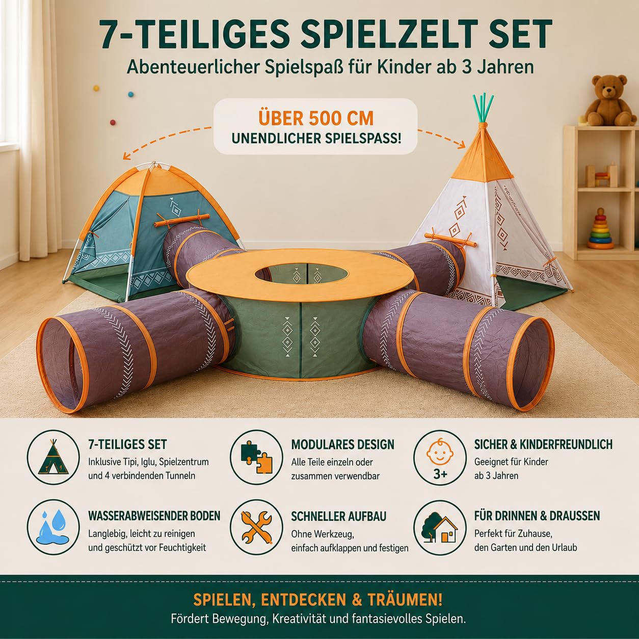 COIL Namiot do zabawy dla dzieci, namiot dla dzieci na zewnątrz - namiot do zabawy z tunelem, namiot do pokoju dziecięcego - namiot dla dzieci w pomieszczeniach, namiot do zabawy dla dzieci, wspólny