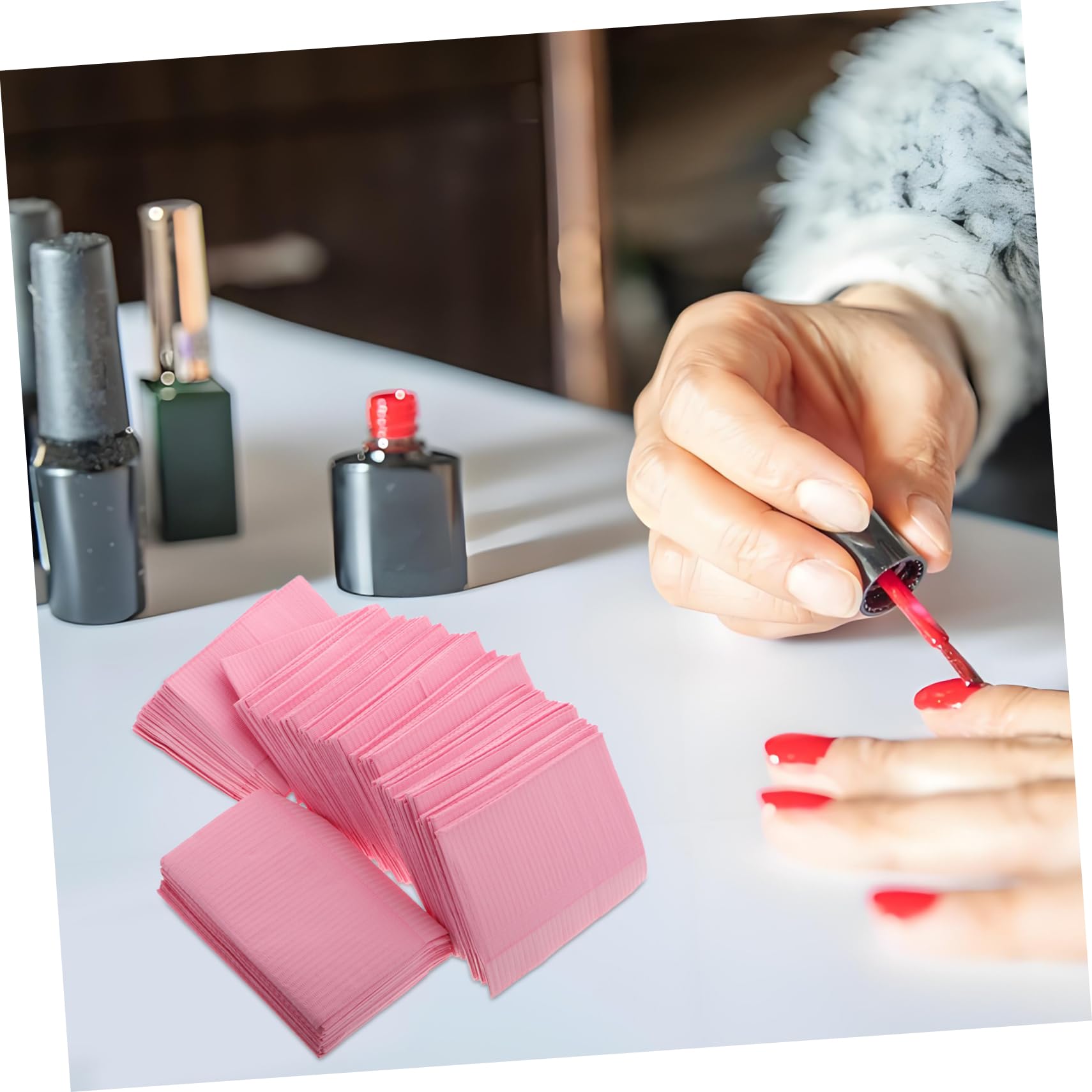 Healvian Tappetino per Unghie Monouso Rosa 125 Pezzi, e Non Tessuto, per Salone Manicure, Protezione Tavolo | Supporto Mano Comodo, Sostituzione Rapida, per Manicure e Salone, Accessori Tavolo