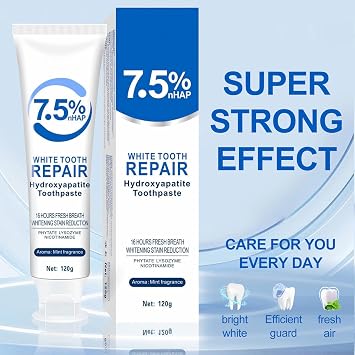 Pack of 3 Hydroxyapatite Toothpaste Fluoride-free Toothpaste for Enamel Repair & Whitening Hydroxyapatite Toothpaste Against Tooth Discolouration for Sensitive Teeth (120 g each)