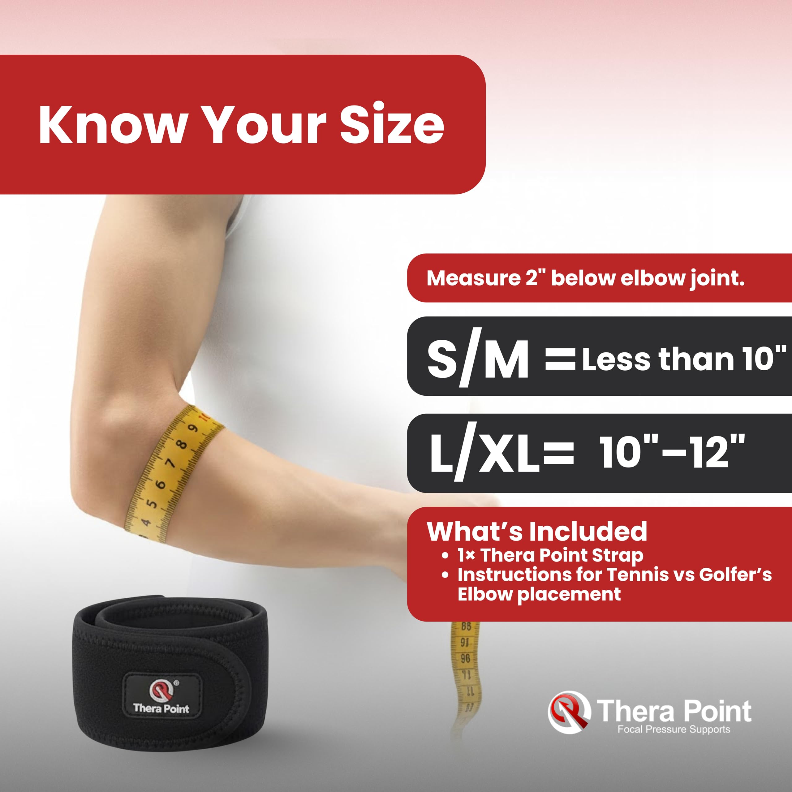 Para gimnasia punto pressure-point codo correa/muñequera para tendinitis, codo de tenista y golfistas codo 7.21E+11, S/M, Negro, 1