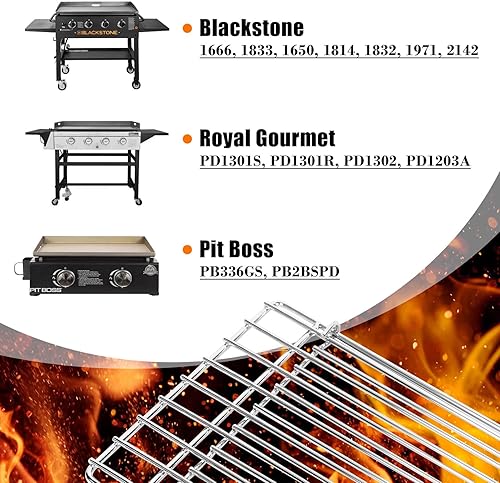 Miniatura 3 de GRISUN Rejilla de calentamiento para parrilla Blackstone de 2217 pulgadas, ajustable, accesorio de clip, accesorios de parrilla Blackstone, estante