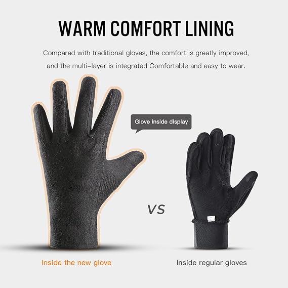 10F Winter Waterproof Windproof Warm Gloves Men Women Ski Gloves with 3M Thermal Insulated Lined - Touchscreen Fingers & Anti-Slip Palm for Cold Weather Cycling Driving Hiking Running Golf Sonw