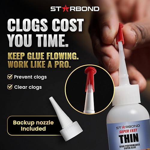 Miniatura 4 de Starbond EM-02 Adhesivo de cianoacrilato CA instantáneo fino y superrápido de calidad superior superadhesivo más tapa extra y micro puntas de 2