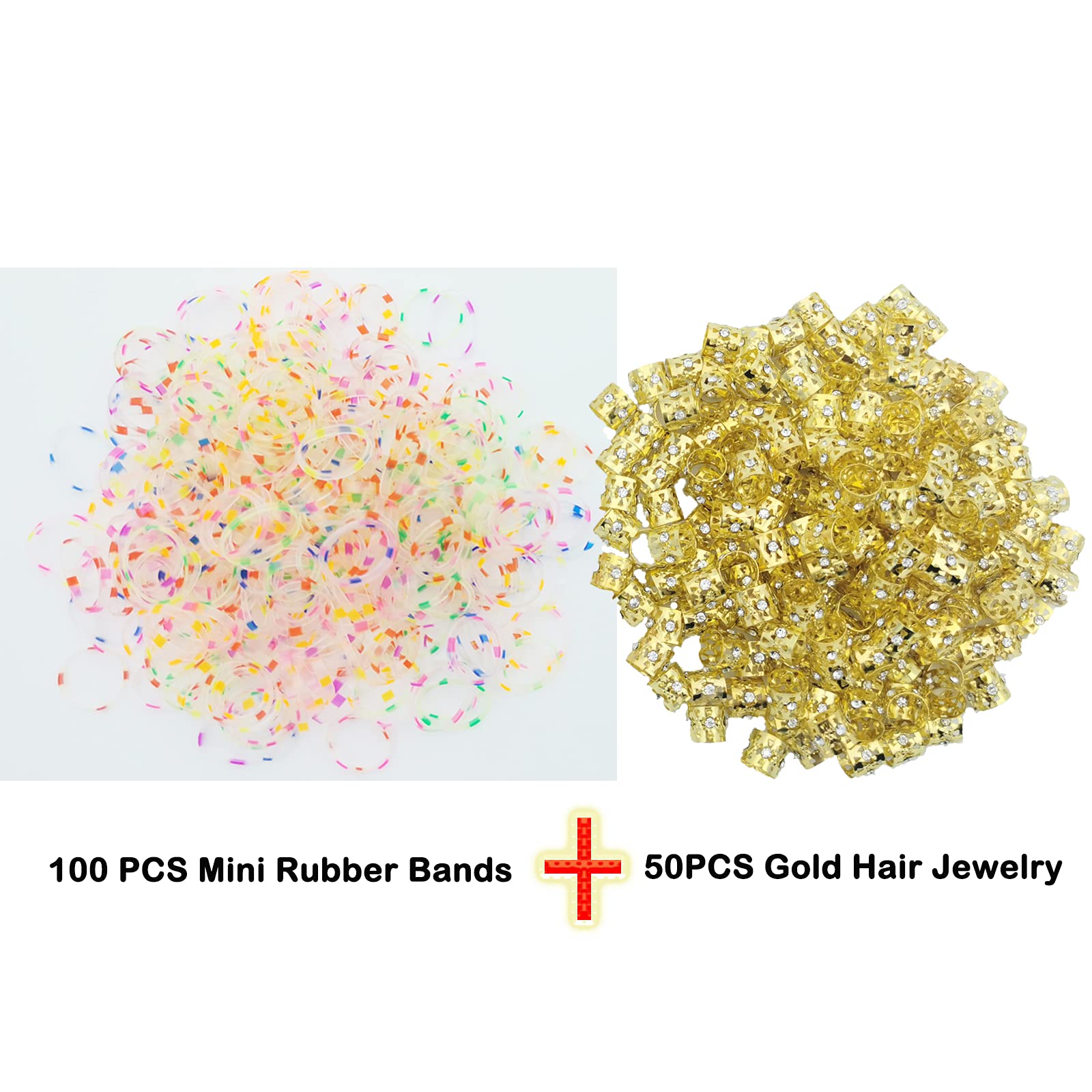 50 pezzi di Dreadlock Accessori per Capelli in oro Anelli per capelli in regolabili Trecce Decorative in Ferro Decorazione di Barba e Capelli Intrecciare 100 pezzi mini elastici