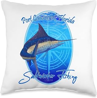 Port Canaveral, Florida Deep Sea Fishing Saltwater Port Canaveral, Florida Offshore Fish Throw Pillow, 16x16, Multicolor
