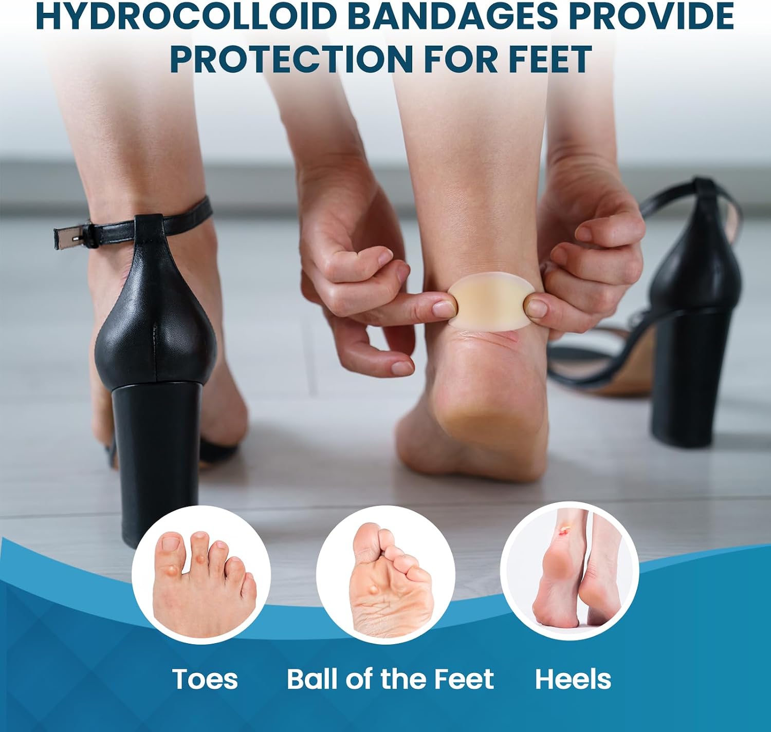 Gel Blister Bandages - 21 PCS Hydrocolloid Bandages for Feet, Blister Cushions Pads for Prevention Recovery, Water Resistant Adhesive Bandages for Heel, Toes, Daily & Travel Essentials (Variety Pack)