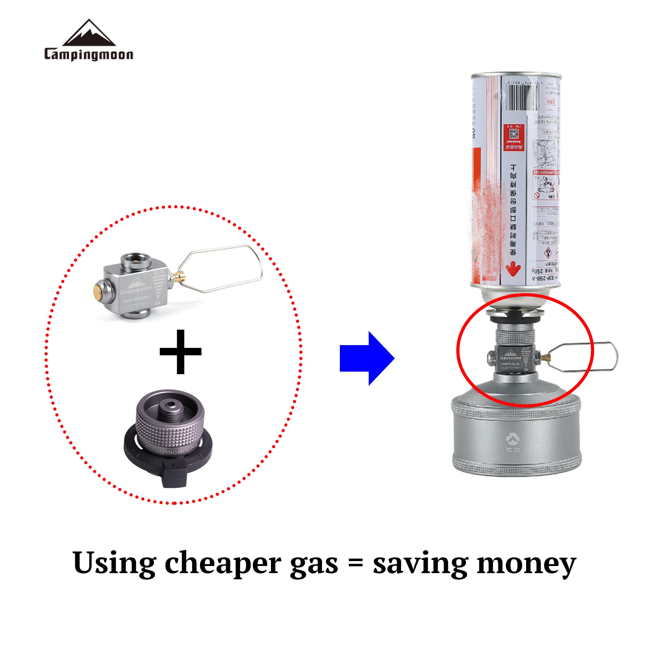 CAMPINGMOON Butane to Isobutane Gas Canister Refill Adapter Screw Lindal Valve Camping Stove Adapte