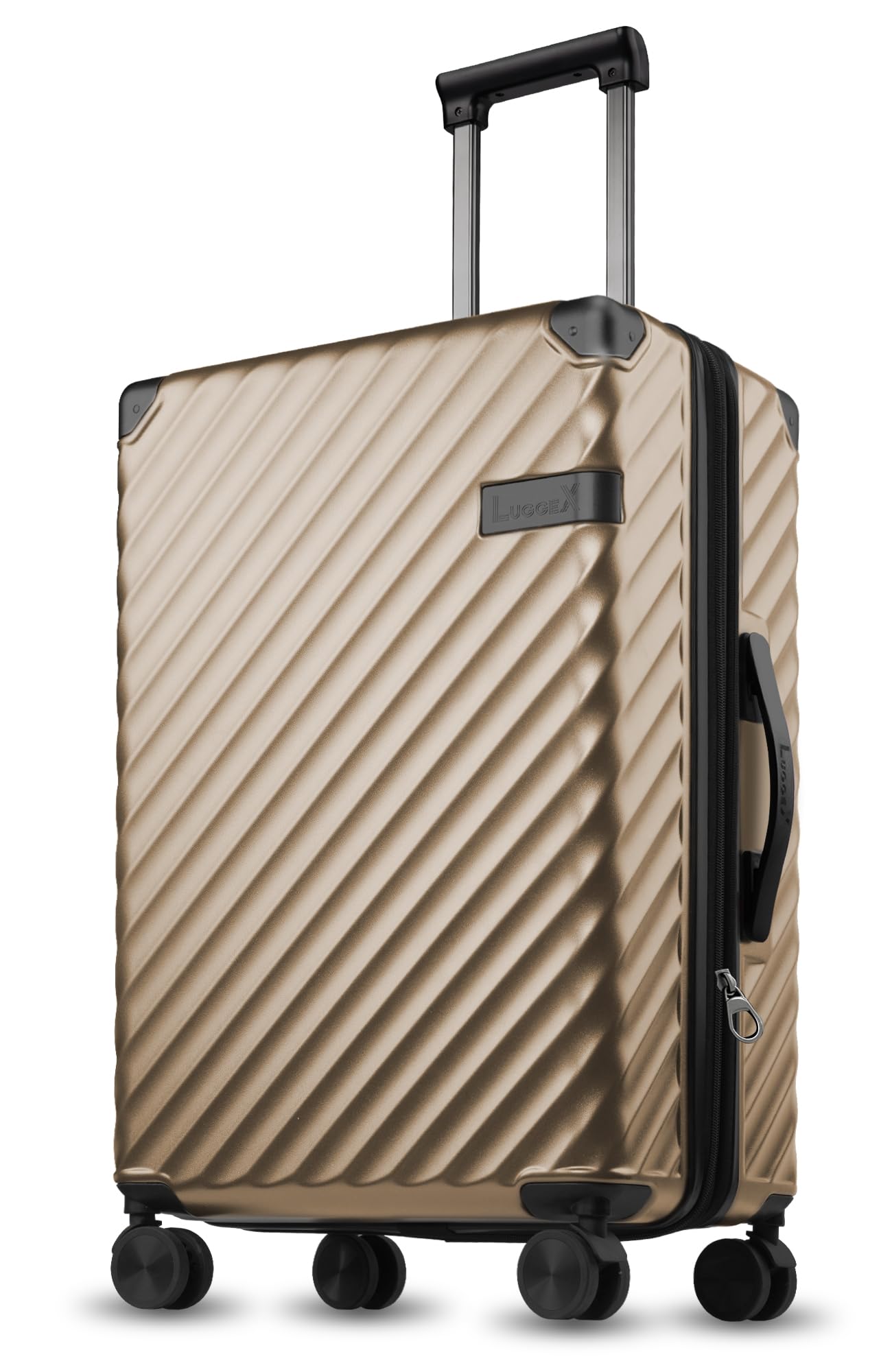 LUGGEX 24 Inch Luggage with Spinner Wheels - 100% Polycarbonate Hardside Expandable Medium Suitcase (Champagne, 24 Inch)