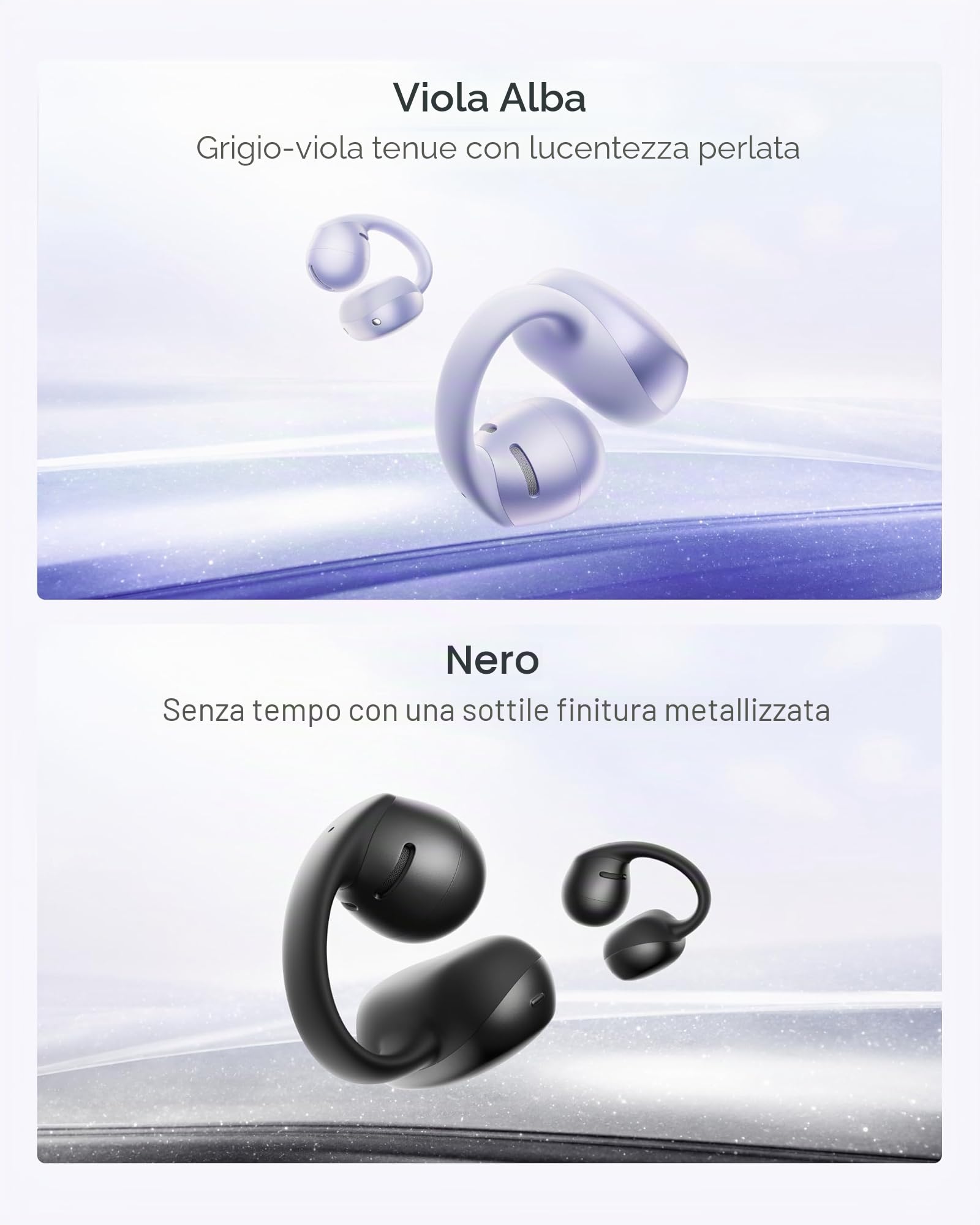 SHOKZ OpenDots Air cuffie open-ear clip-on, ultraleggere 6,3 g - Nero | bassi profondi, vestibilità sicura, 36 h di riproduzione, Bluetooth 6.1, riduzione rumore AI, IP55