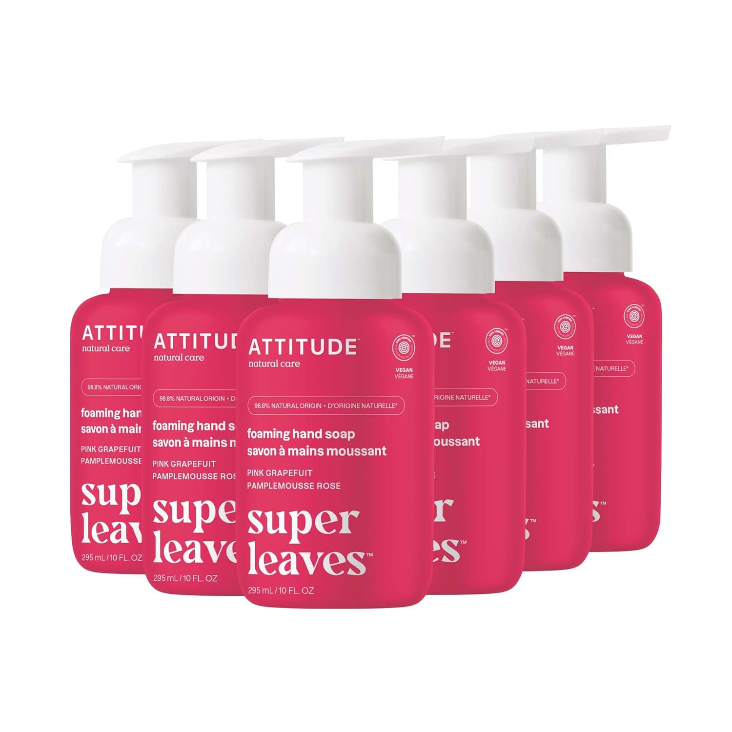 ATTITUDE Foaming Hand Soap, EWG Verified, Plant and Mineral-Based Ingredients, Vegan and Cruelty-free Personal Care Products, Pink Grapefruit, 10 Fl Oz (Pack of 6) ATTITUDE Foaming Hand Soap, EWG Verified, Plant and Mineral-Based Ingredients, Vegan and Cruelty-free Personal Care Products, Pink Grapefruit, 10 Fl Oz (Pack of 6)