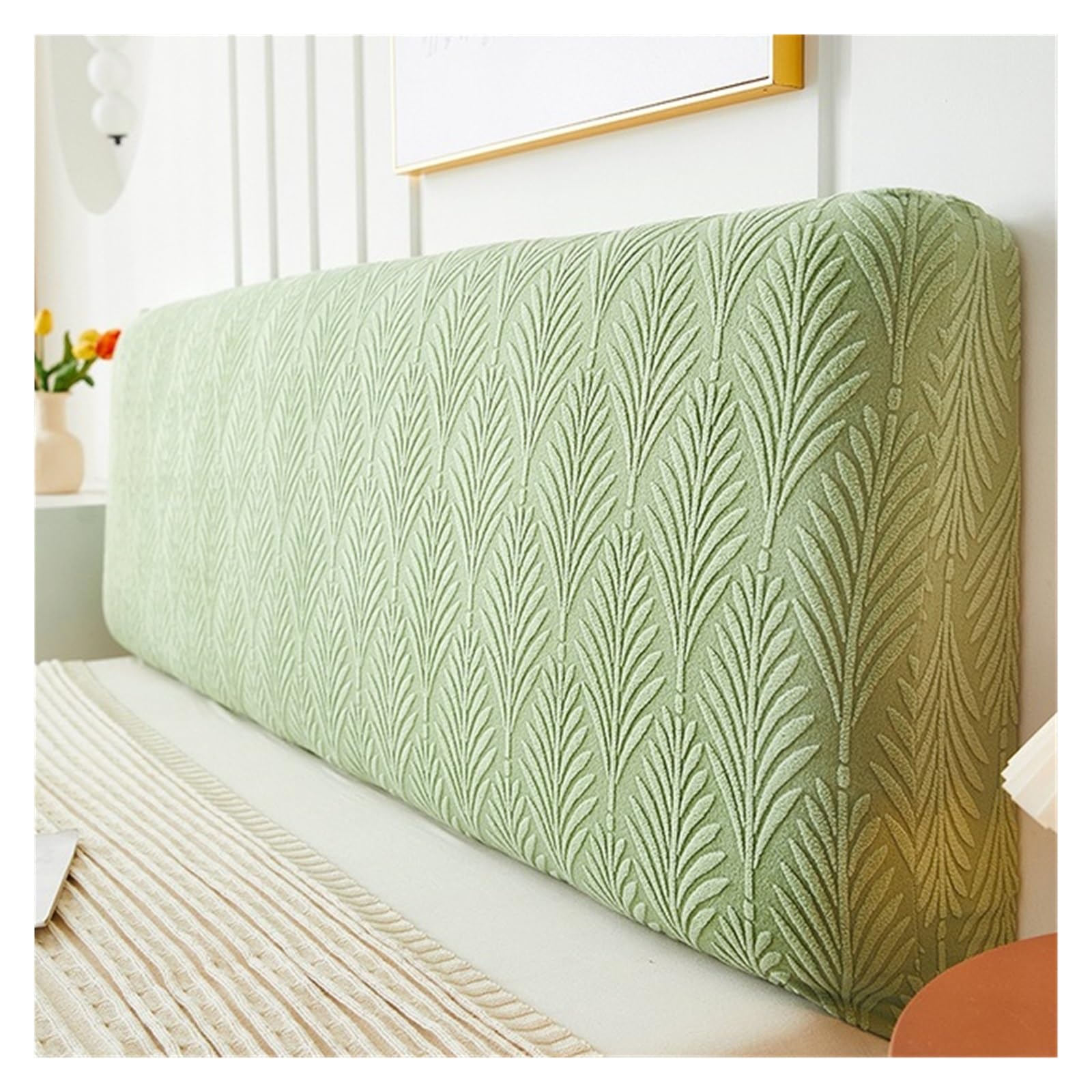 Stretch Bed Headboard Slipcover for Queen King Size, Jacquard Fabric ...