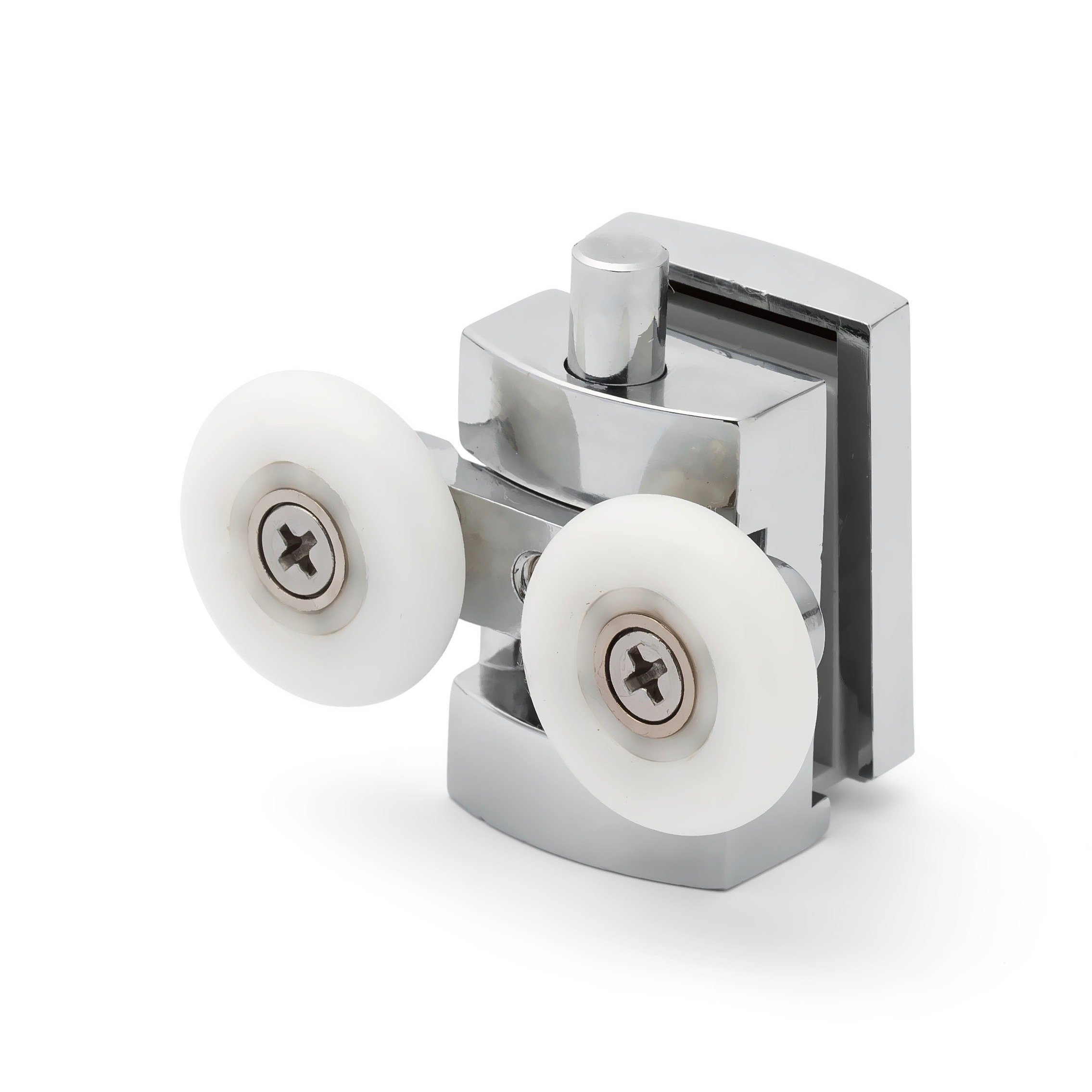 ShowerPart Twin/Double Bottom Shower Door Rollers/Wheels/Runners L101, Diameter 23mm, Wheel Thickness 5.8mm, Chromed Plastic Cover, Shower Door Replacement Parts, 2X