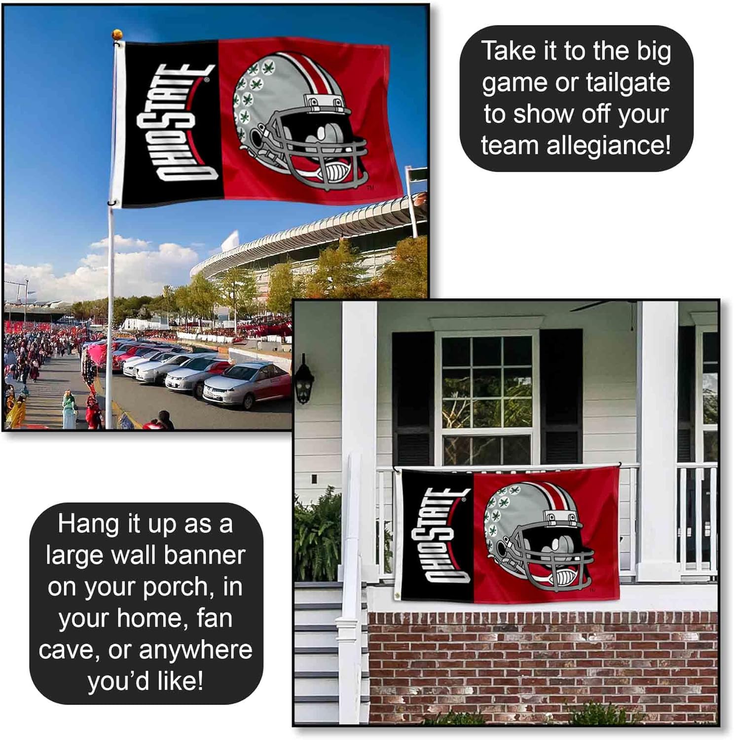 College Flags & Banners Co. Ohio State Buckeyes Football Helmet Flag - Image 4
