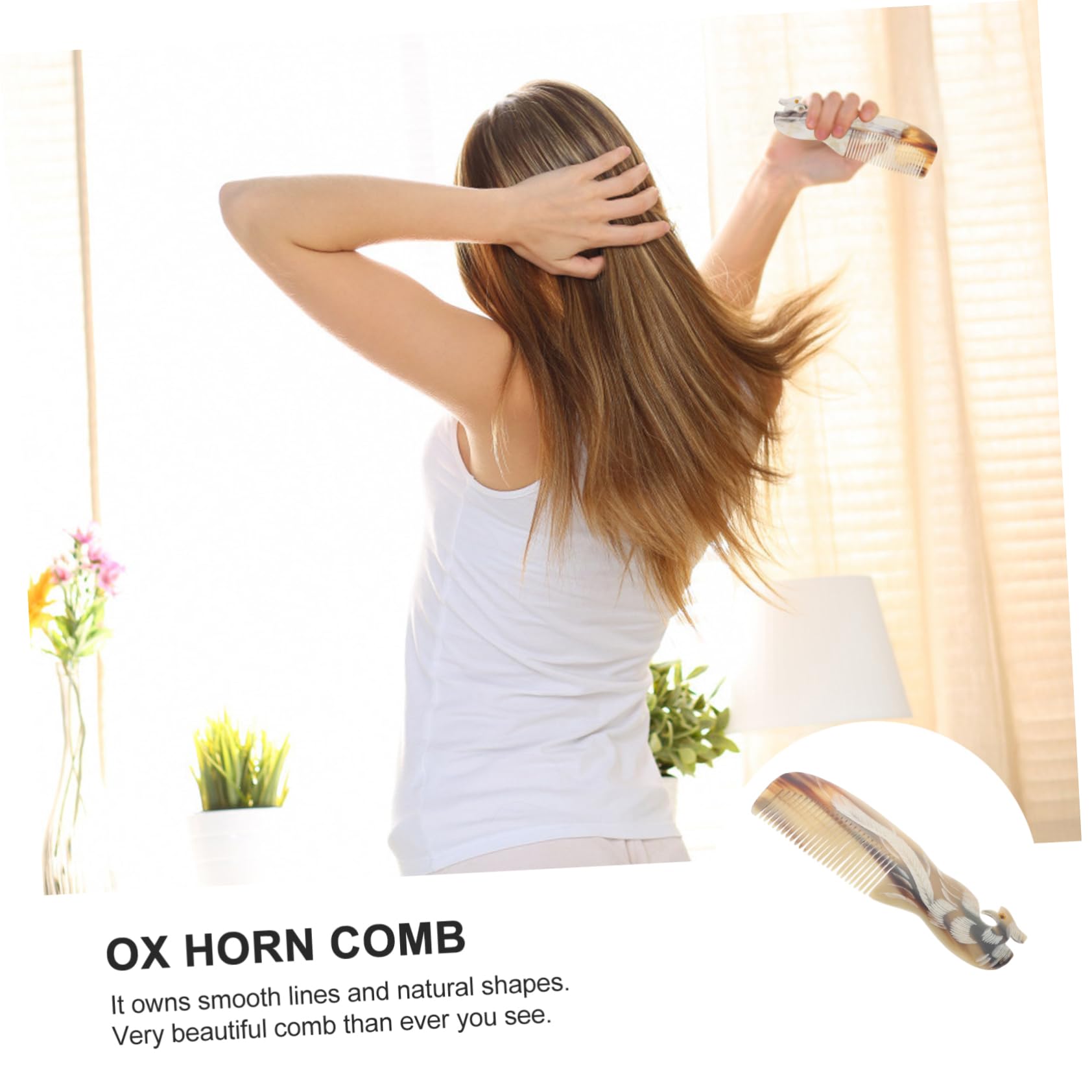 FRCOLOR 10piezas Peine De Cuerno De Buey Natural Grabado Un Lado Peine De Masaje Multifuncional Para Cabello Herramienta Versátil Para Hombres y Mujeres Para Uso Salón y Casa